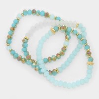 Seafoam Ombre Faceted Beaded Multi Strand Bracelets